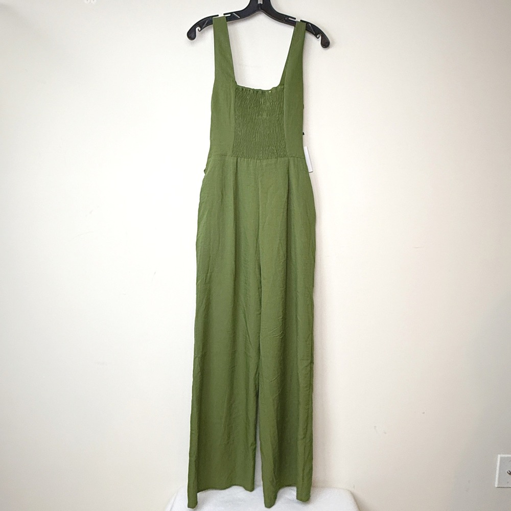 ASTR THE LABEL Jumpsuit Size S Womens Wide Leg Cross‎ Front Olive Green NEW